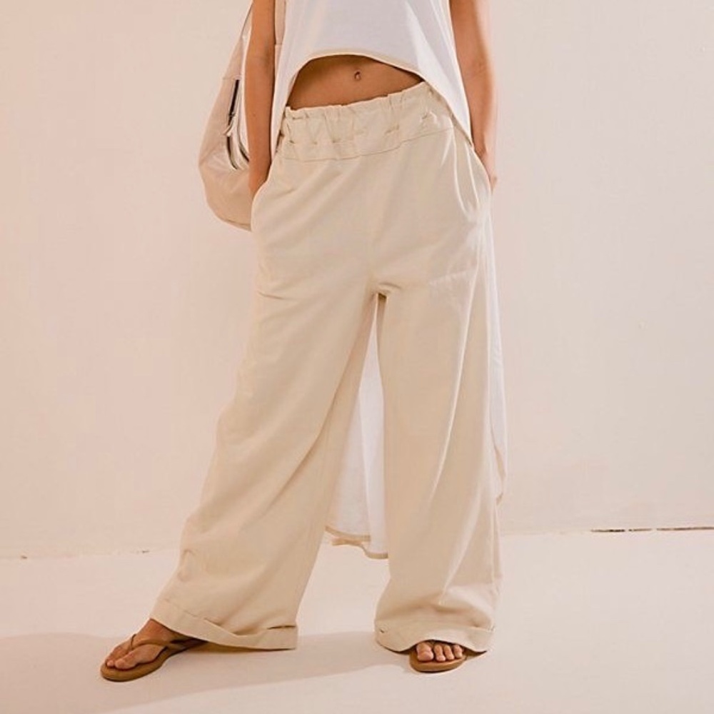 Wide Leg Cream Lounge Pants - Effortless Everyday Style - Picture 2 of 15